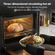 Awoco 24” Built-in Electric Oven, 2.37 Cu ft. Single Wall Oven with 9 Cooking Modes, 360° Rotating Rotisserie, 3440W, Mechanical Knobs Control, LCD Display, Timer, Stainless Steel Wall Oven for Kitchen