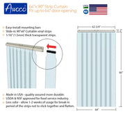 Awoco 64" x 90" Vinyl Strip Climate Control Curtain Kit, Slide-in Strips Perfect for Freezers, Coolers and Warehouse Doors NSF Approved Made in USA