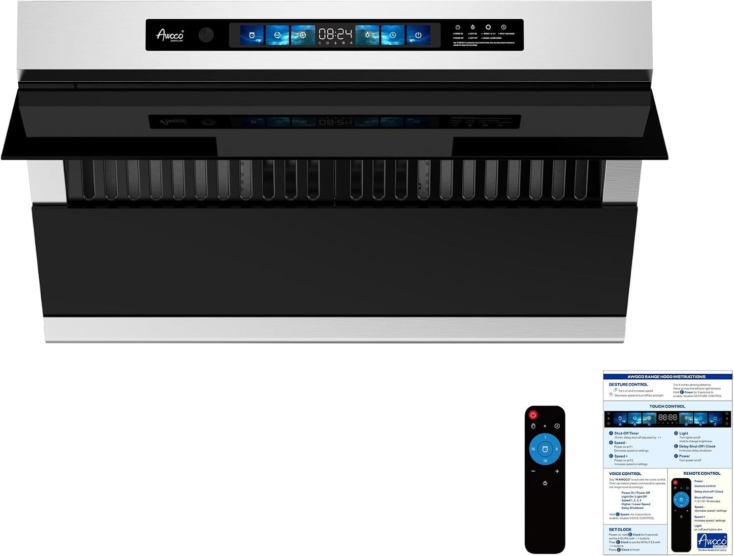 [Refurbished-B+] 30" Under Cabinet 800 CFM Range Hood Side-Draft Design with 6" Vent | 4 Speeds, Voice, Gesture, Touch & Remote Smart Control, Dimmable LED Light Bars, ETL Certified, Stainless Steel