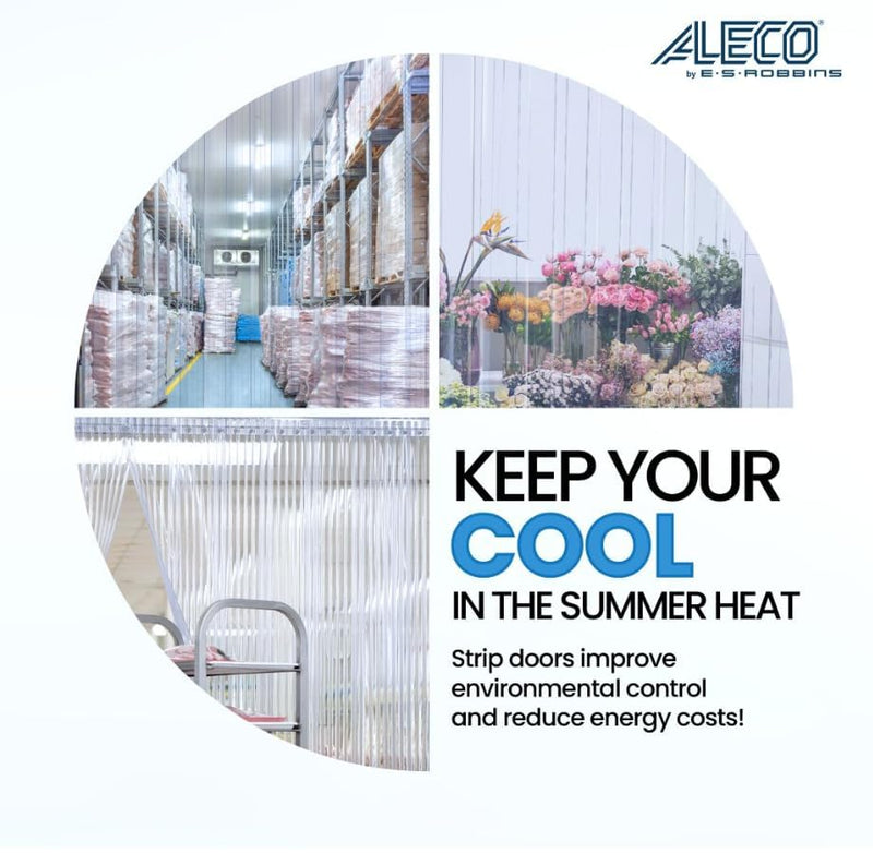Aleco 40"W x 84"H x 0.06" Thick Clear-Flex II Cooler Strip Curtain Door Kit with MaxBullet HTP Mounting Hardware, 6" Standard Smooth Vinyl Strips for Restaurant, Office, Store or Warehouse Entrances