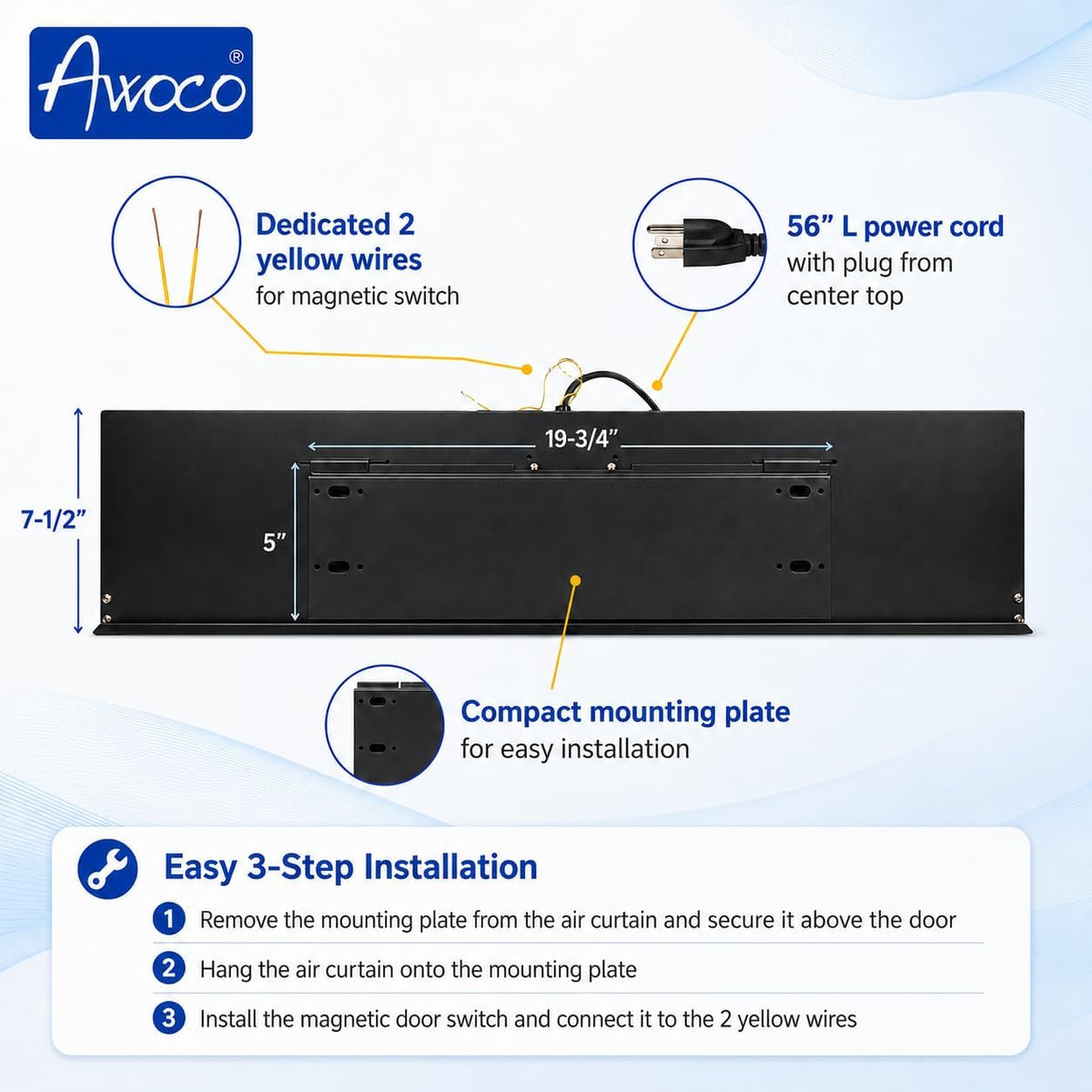 [Scratches] Awoco 36'' Stainless Steel Air Curtain 3 Speeds DC Motor