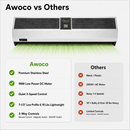 Awoco FM-DC-SS Signature Stainless Steel Air Curtain 3 Speeds Quiet DC Motor | 970CFM, 120VAC, Magnetic Switch, Remote Control, 98W Low Power Consumption, Compact & Lightweight, 7.5" Low Profile