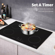 Awoco Ceramic Cooktop, Electric Stove with Burners with hard wire, 9 Power Levels Digital Timer Child Lock, Residual Heat Indicator, Automatic Shut-Off Easy Clean Touch Panel, 220-240V