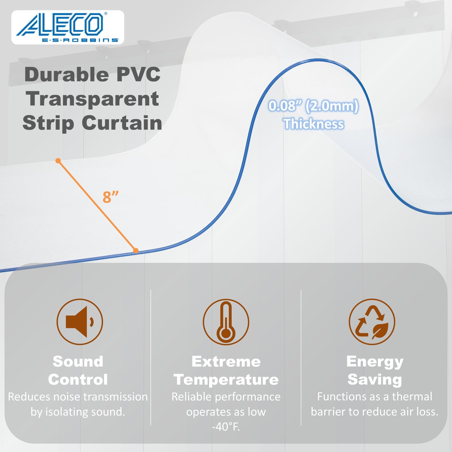 Freezer Door Strip Curtain Kit 36x84 - 8in x 0.08in - Aleco MaxBullet