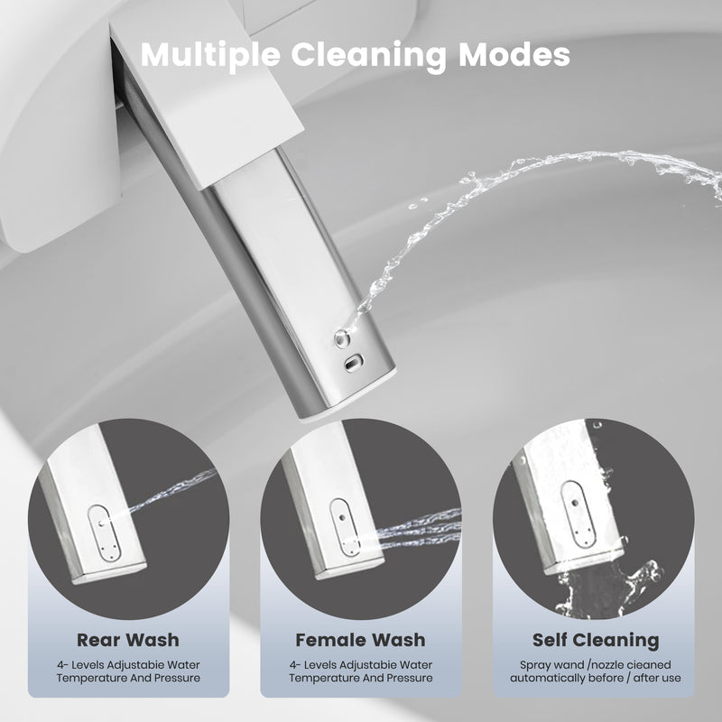 Awoco Smart Toilet with Bidet, One Piece Bidet Toilet with Heated Seat, Auto Open & Close Lid, Foot Sensor Flush, Warm Water Wash & Dryer, Wireless Remote, LED Display (White)