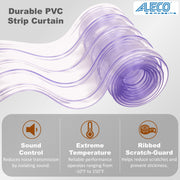 Aleco 0.198" Max Thick at Ribs, 0.08" Core Thick Cooler Strip Curtain Door Kit with Aluminum MaxBullet Mounting Hardware, 8" Ribbed Scratch-Resistant Vinyl Strip Curtain, Made in USA