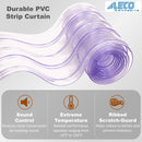 Aleco 0.198" Max Thick at Ribs, 0.08" Core Thick Cooler Strip Curtain Door Kit with Aluminum MaxBullet Mounting Hardware, 8" Ribbed Scratch-Resistant Vinyl Strip Curtain, Made in USA