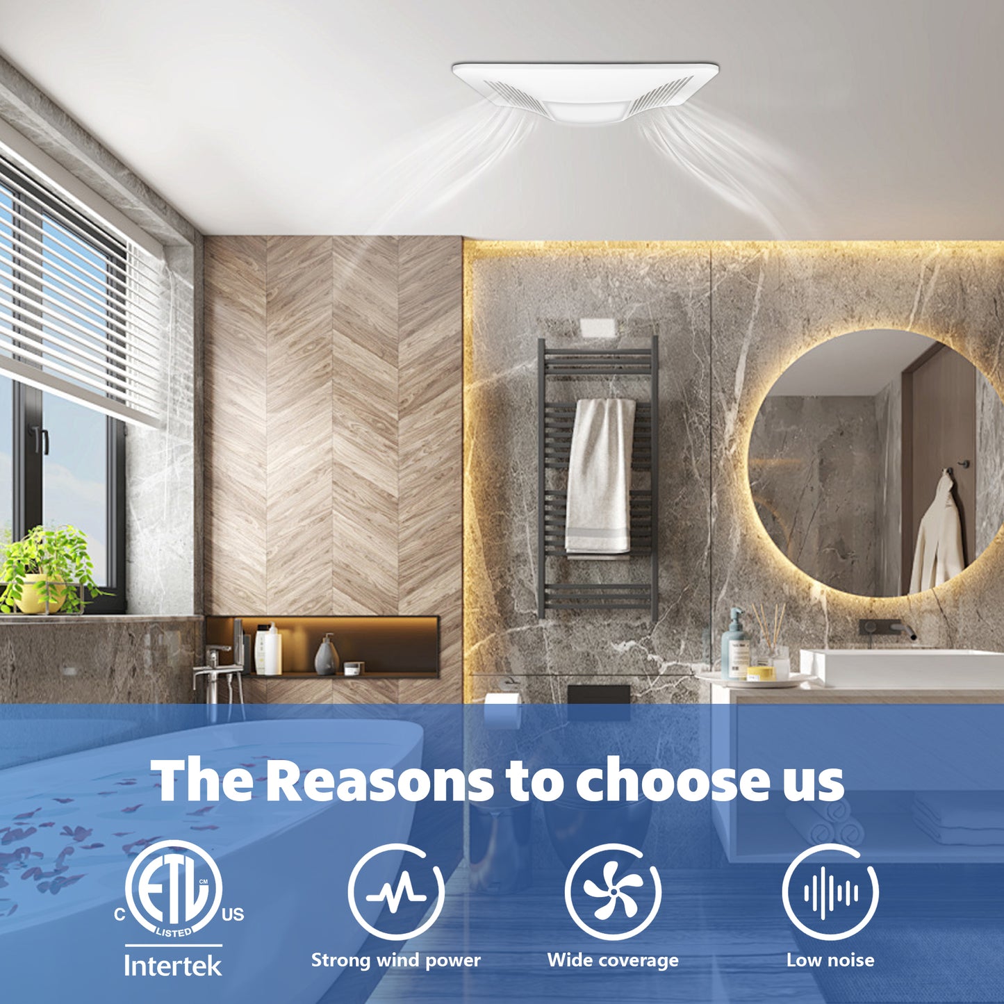 Awoco Bathroom Exhaust Fan with LED Light, Ultra-Quiet 0.9 Sone, Bathroom Ceiling Fan with duct size 6 Inch, ETL Certified Ventilation Fan