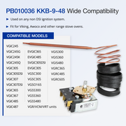 Robertshaw KK-8-48 LR36461 PB010035 120V Thermostat Bake/Broil part, Oven Thermostat for Viking, Awoco Gas Range Stoves, 22A 120-250 VAC, Max Temp 523°F, CSA Approved