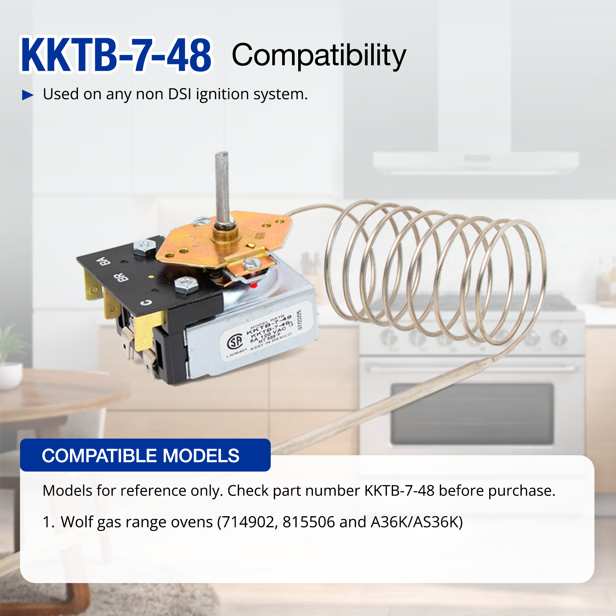 Robertshaw KKTB-7-48 Wolf 714902 815506 Stove Oven Range Thermostat 5A 120 VAC Max Temperature 599°F
