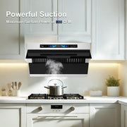 [Refurbished-B+] 30" Under Cabinet 800 CFM Range Hood Side-Draft Design with 6" Vent | 4 Speeds, Voice, Gesture, Touch & Remote Smart Control, Dimmable LED Light Bars, ETL Certified, Stainless Steel