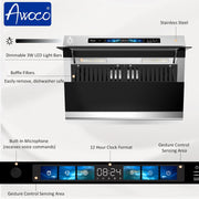 [Refurbished-B+] 30" Under Cabinet 800 CFM Range Hood Side-Draft Design with 6" Vent | 4 Speeds, Voice, Gesture, Touch & Remote Smart Control, Dimmable LED Light Bars, ETL Certified, Stainless Steel