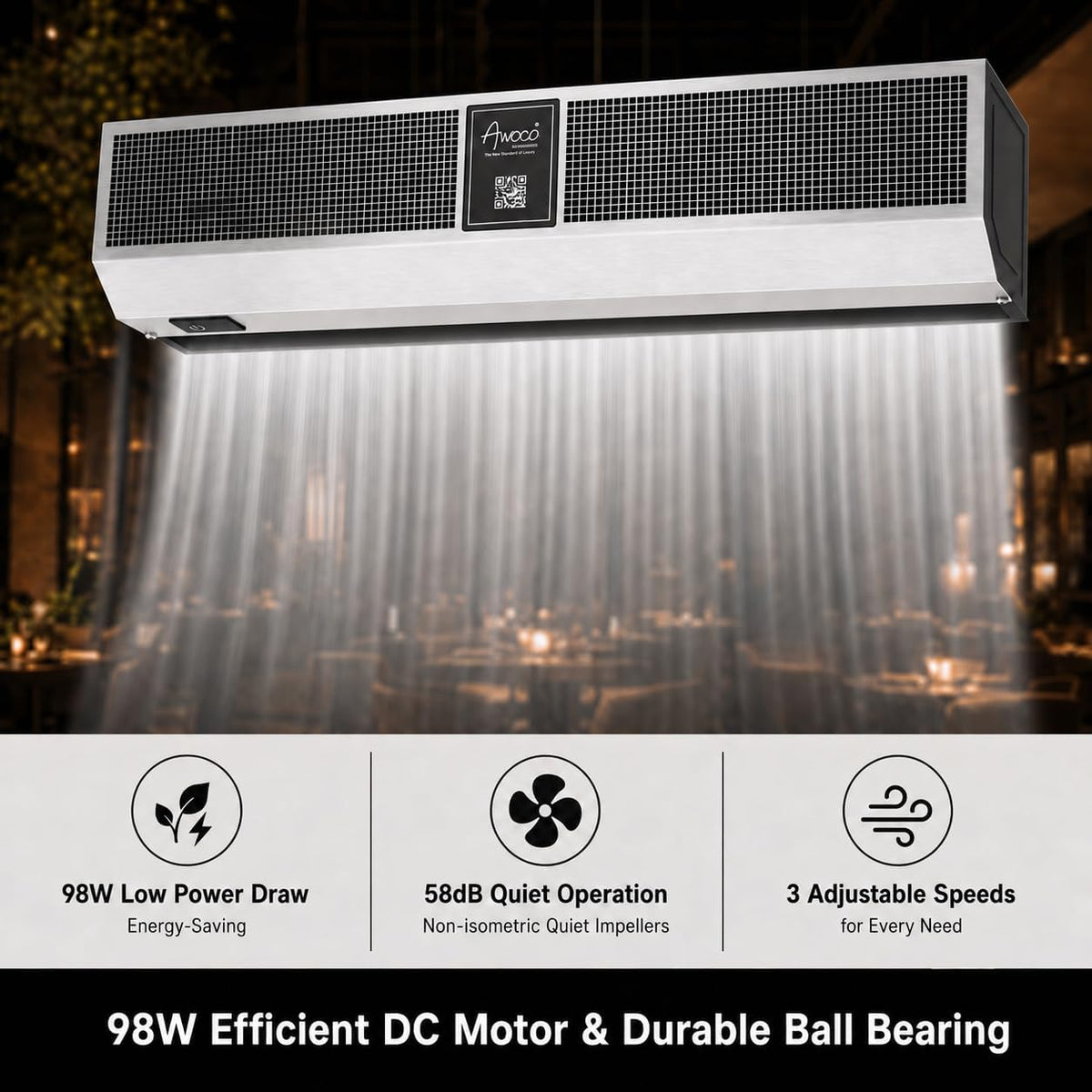 [Scratches] Awoco 36'' Stainless Steel Air Curtain 3 Speeds DC Motor