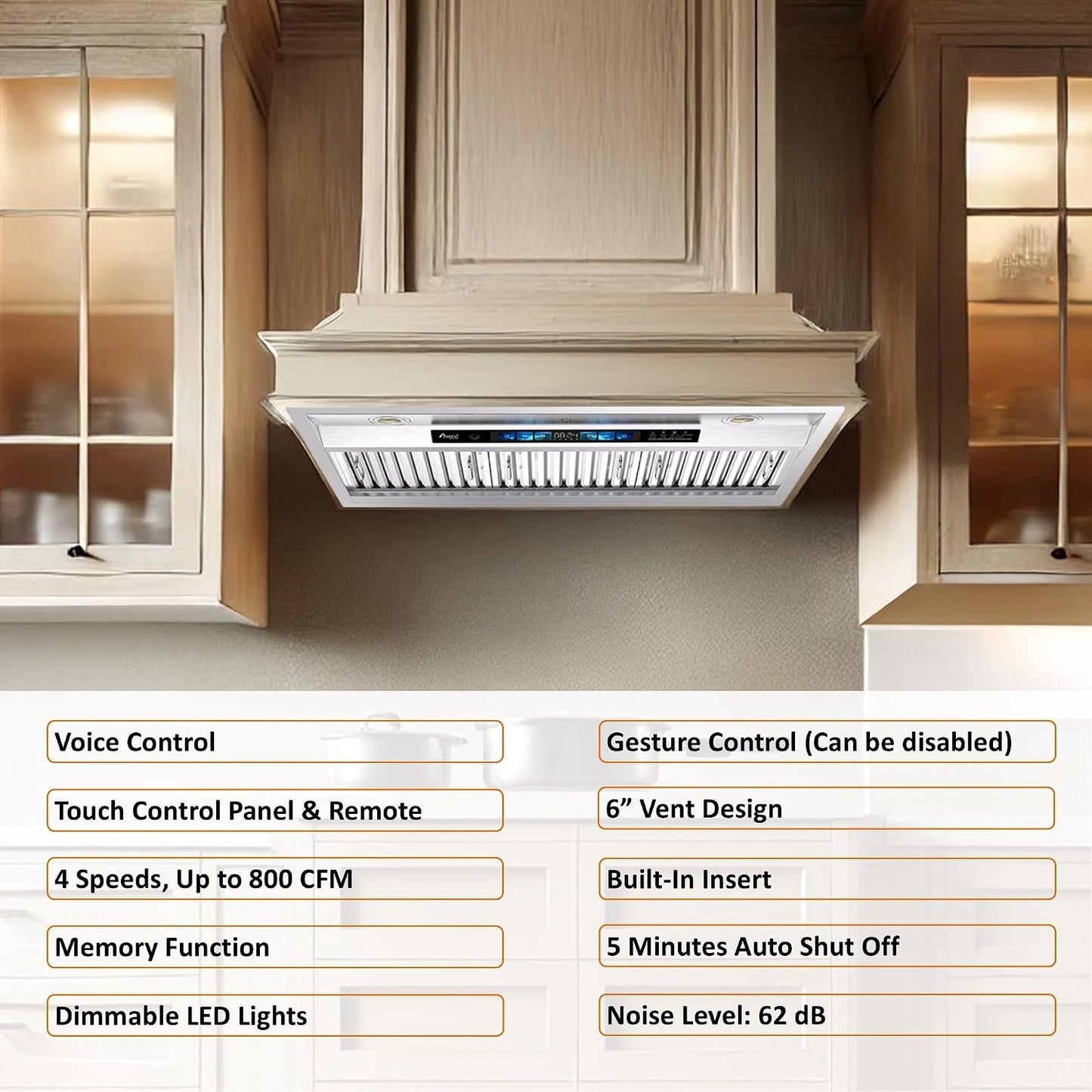 [Refurbished-B+] 36" Built-in Ducted, Ductless Convertible Range Hood with 6" Vent