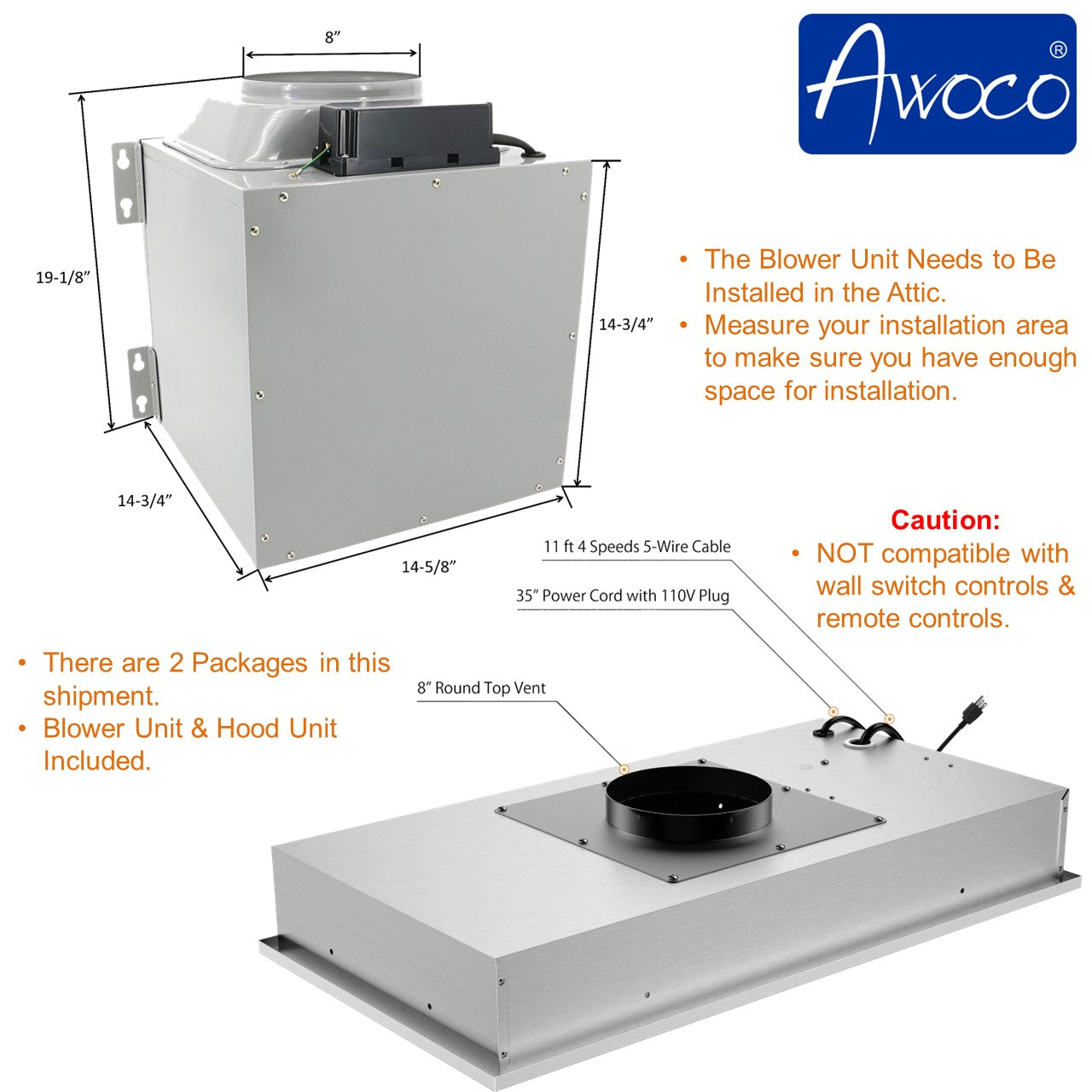 Awoco RH-IT08-M 14-1/2
