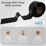 Aleco Black Clear-Flex II Vinyl Bulk Roll – 8" x 150ft, 0.08" Thick, Black Opaque Smooth PVC Strip Roll, for Visual Privacy, Light Blocking, Night-shift Operations Workspaces