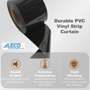 Aleco Black Clear-Flex II Vinyl Bulk Roll – 8" x 150ft, 0.08" Thick, Black Opaque Smooth PVC Strip Roll, for Visual Privacy, Light Blocking, Night-shift Operations Workspaces