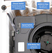 Awoco 6” Vent Make-Up Air (MUA) System 3 Speeds 100 CFM with MERV13 Filter, Energy Saving HVI Certified