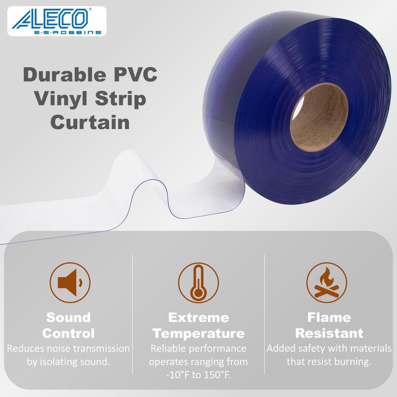 Aleco Clear-Flex II Vinyl Bulk Roll – 6" x 300ft, 0.06" Thick, Replacement Smooth-Clear PVC Strip Roll, for Warehouse, Garage, Freezer, Office, Strip Curtain