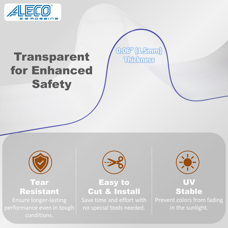Aleco Clear-Flex II Vinyl Bulk Roll – 6" x 300ft, 0.06" Thick, Replacement Smooth-Clear PVC Strip Roll, for Warehouse, Garage, Freezer, Office, Strip Curtain