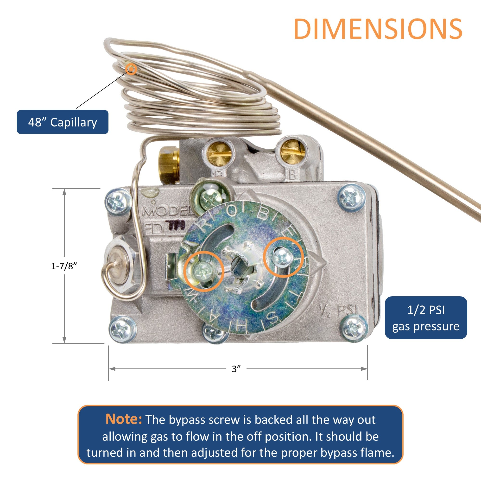 Robertshaw FDTH-1-04-48 Gas Oven Thermostat for 46-1076 Baker
