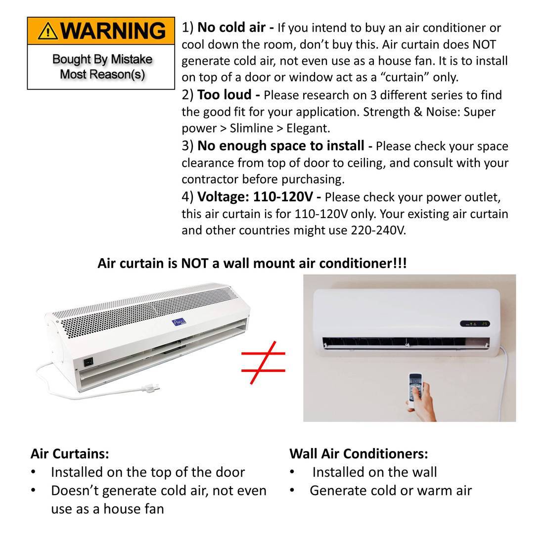 [Refurbished-B] Awoco FM1518-M 72" Super Power 1200 CFM Commercial Air Curtain - UL Certified