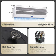 Awoco FM15-ETL Super Power 1 Speed Commercial Indoor Air Curtain, UL Certified, 120V Unheated, ETL Sanitation Listed