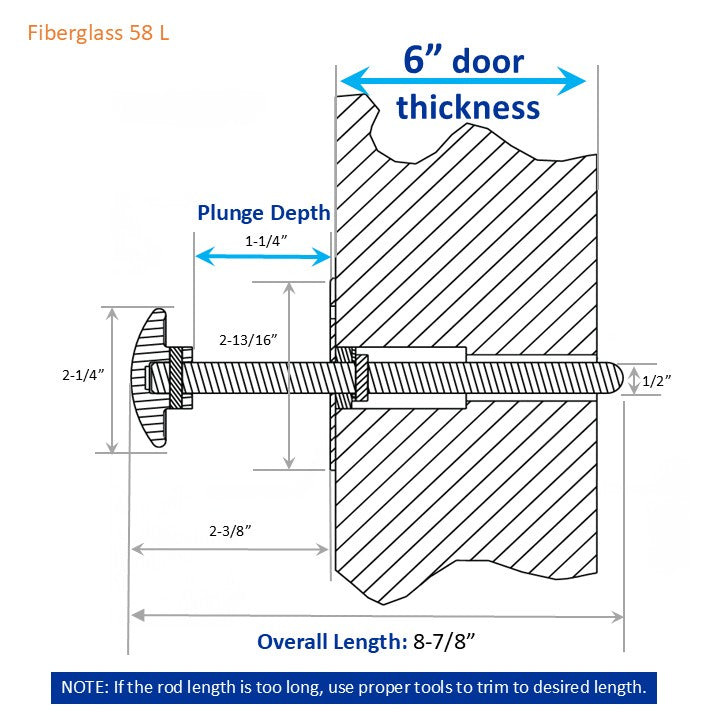 Kason 487-C Frost-Free Inside Release Handle, Glow in Dark, Fiberglass Push Rod for Door of Walk-in Coolers and Freezers