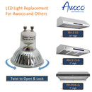 Awoco ON-E01-31, GU10 LED Light Bulbs, 1W, 6000K Daylight Cold White, 120V, MR16 LED Bulb for Kitchen Replacement, Range Hood, Spotlight