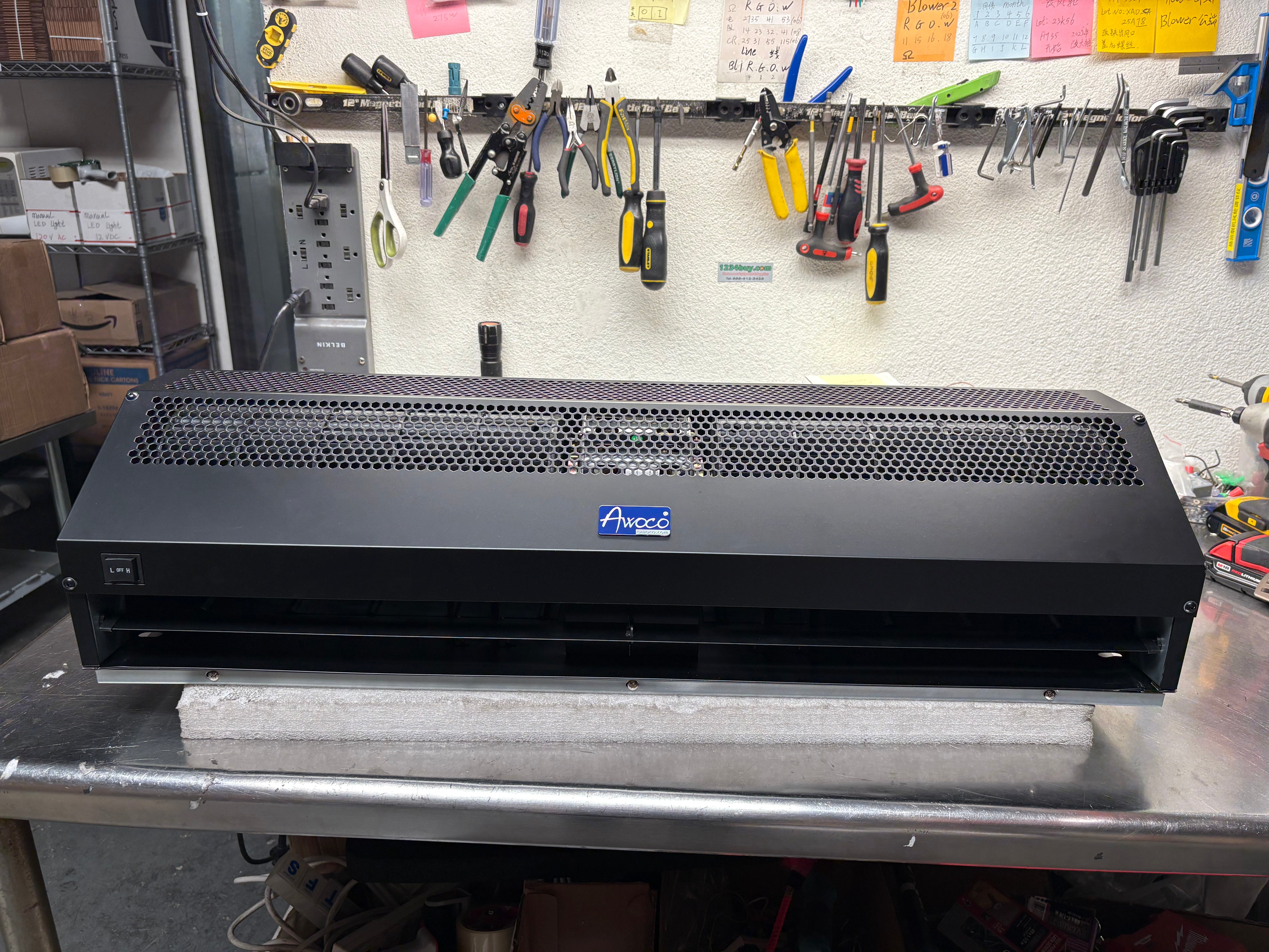 [Refurbished-A] Awoco FM1509-BLK 36” Super Power 2 Speeds 1200 CFM Black Commercial Indoor Air Curtain, UL Certified 120V Unheated, with an Easy-Install Magnetic Switch