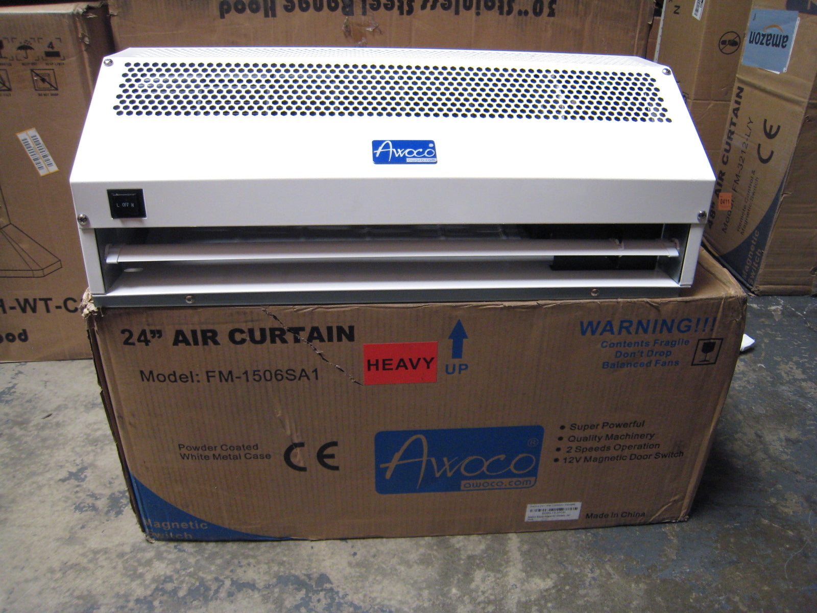 [Refurbished-B] Awoco FM1506 24” Super Power 2 Speeds 1200 CFM Commercial Indoor Air Curtain, UL Certified 120V Unheated, with an Easy-Install Magnetic Switch