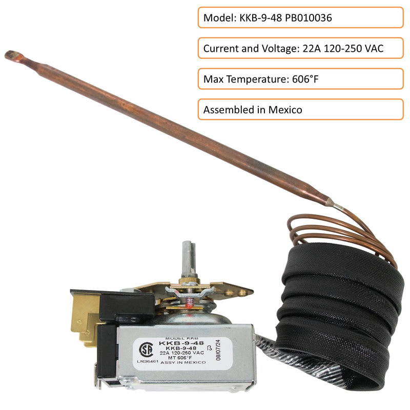 Robertshaw KKB-9-48 PB010036 Bake Broil Thermostat 22A 120-250 VAC Max Temp 606°F for Awoco, Viking and other Gas Range Stoves