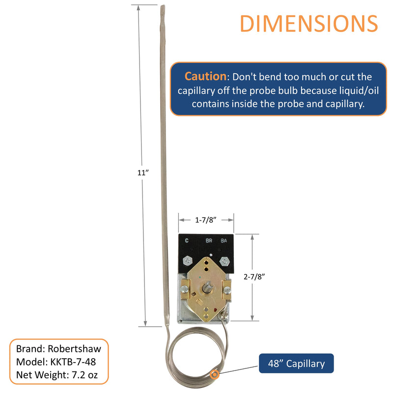 Robertshaw KKTB-7-48 Wolf 714902 815506 Stove Oven Range Thermostat 5A 120 VAC Max Temperature 599°F