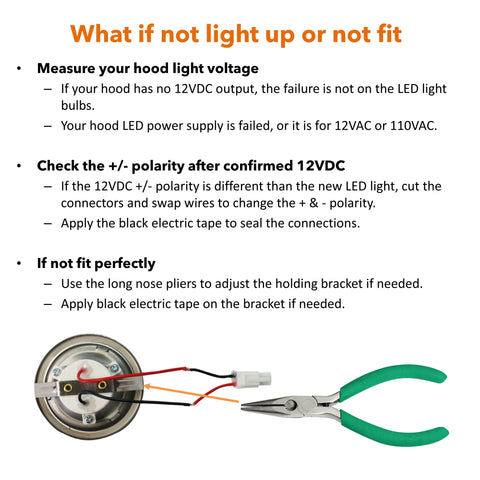 [2-5/8" Flat Edge] 2 Pcs of 12VDC LED Lights L53 HYS for Awoco RH-C06, RH-R06 and RH-SP06/08 Range Hoods