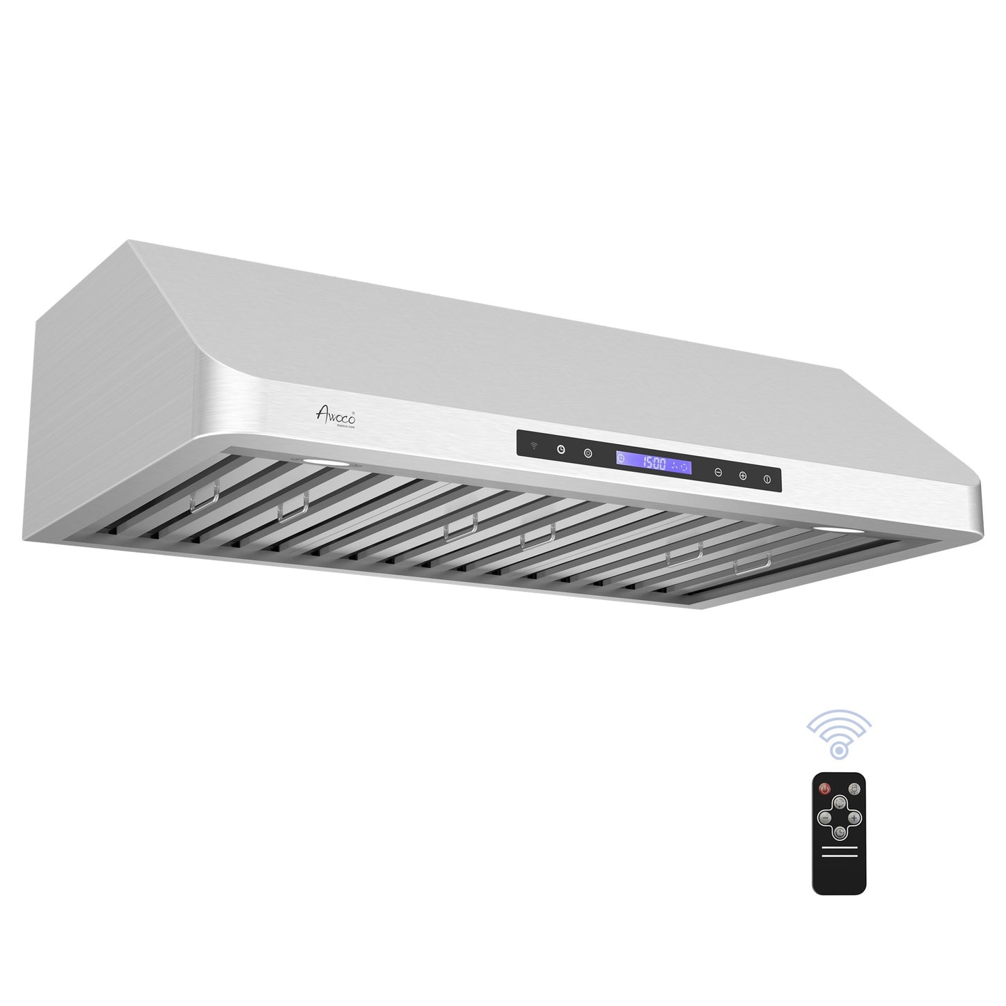 Awoco RH-S10 Under Cabinet Supreme 10” High Stainless Steel Range Hood, 4 Speeds, 8” Round Top Vent, 1000CFM, with Remote Control