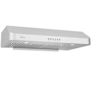 Awoco RH-C06 Under Cabinet Classic 6” High Stainless Steel Range Hood, 4 Speeds, Top Vent 900CFM w/ LED Lights