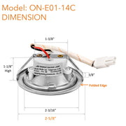 [2-5/8" Folded Edge] 2 Pcs of 12VDC LED Lights ON-E01-14D for Range Hoods with Recessed Light Holes