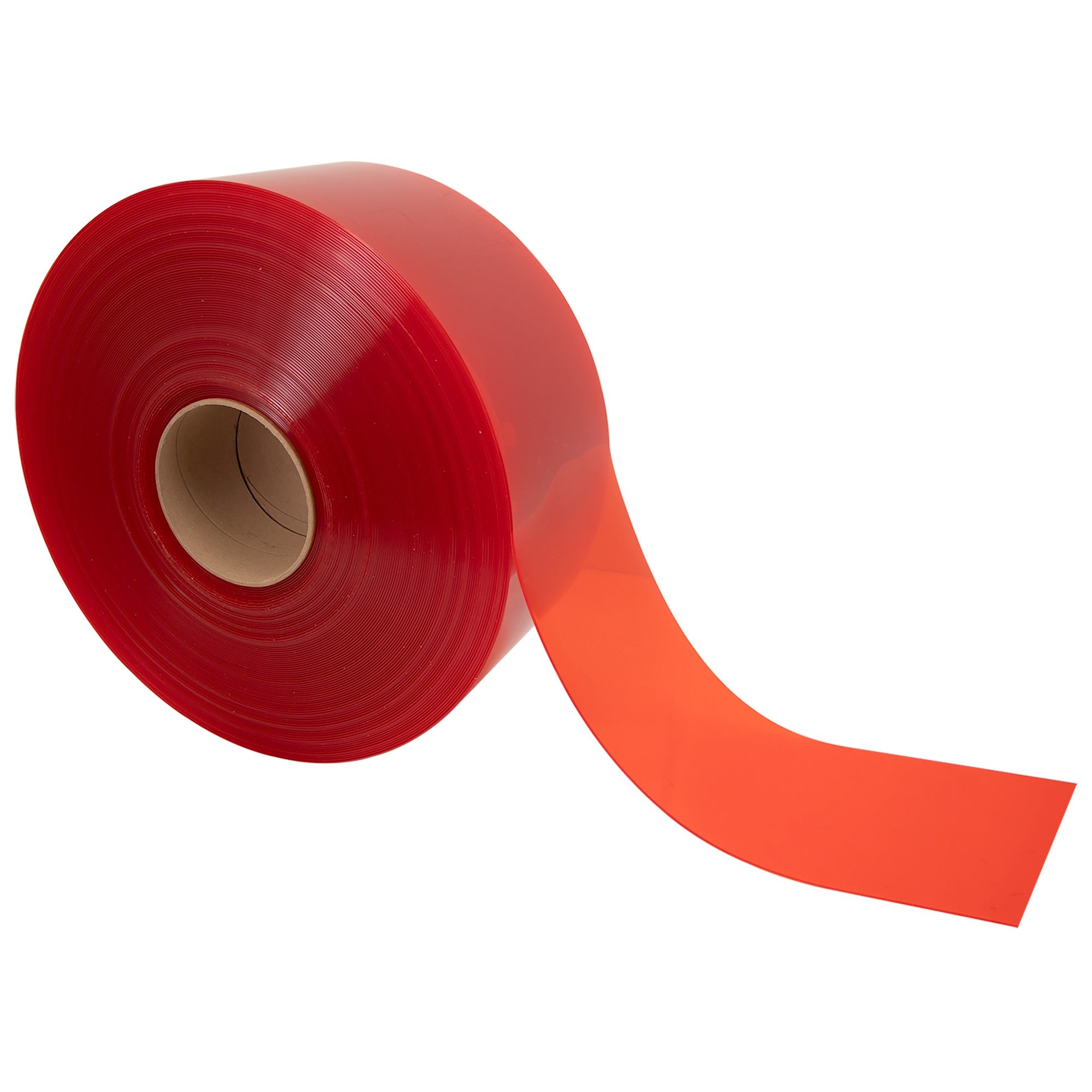 Roll of orange stripe curtain