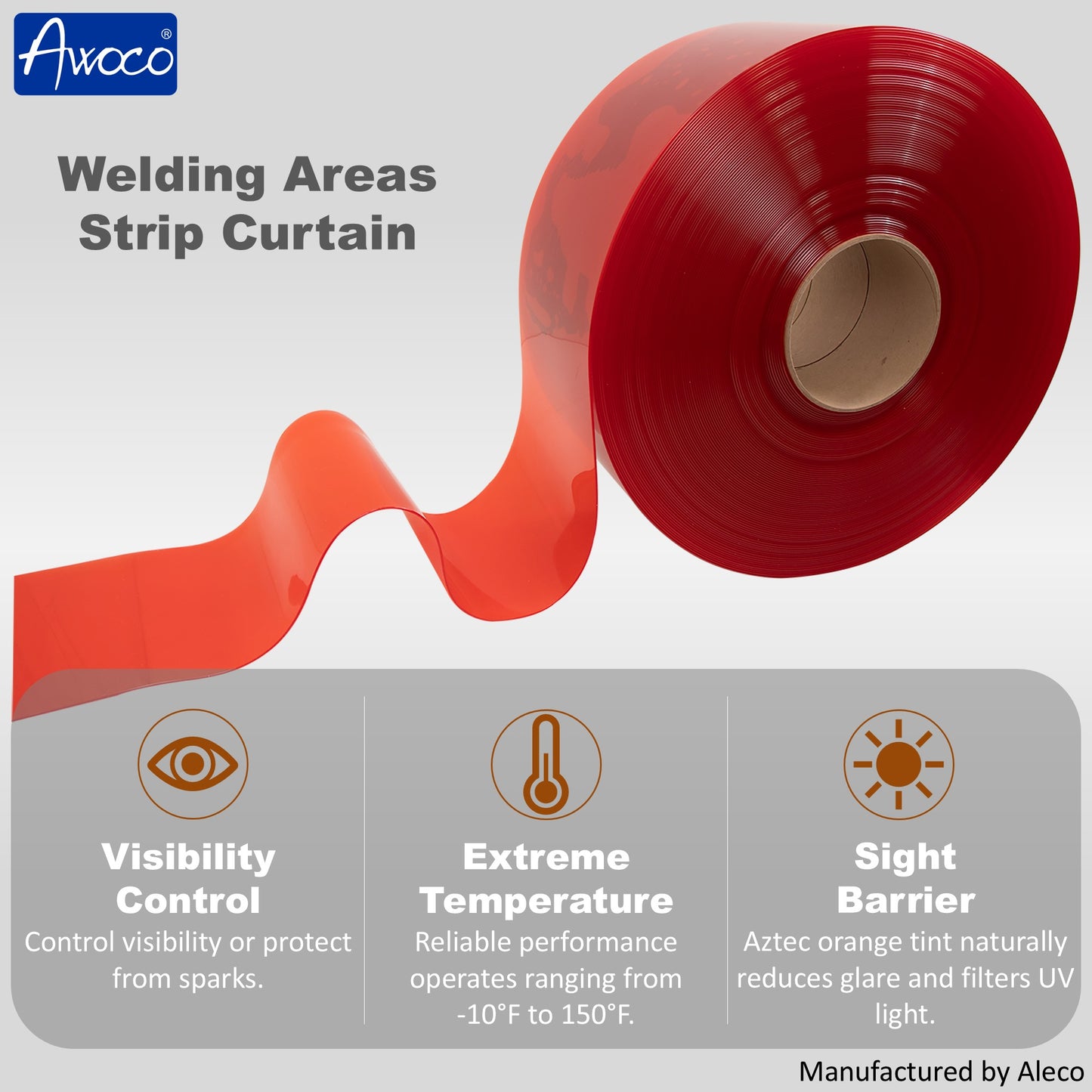 Orange strip curtain are visibility control, extreme temperature, sight barrier
