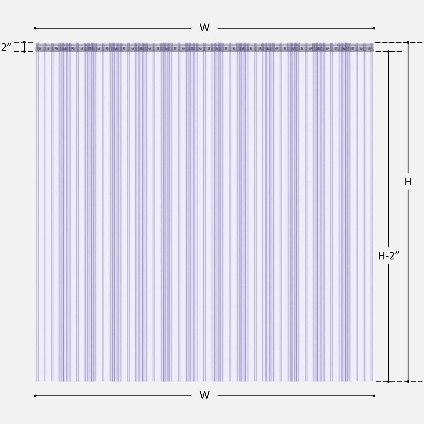 Ribbed strip curtain close-up - scratch resistant raised ribs