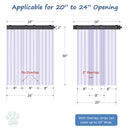 Measurement chart for pet door strips with dimensions and overlap 