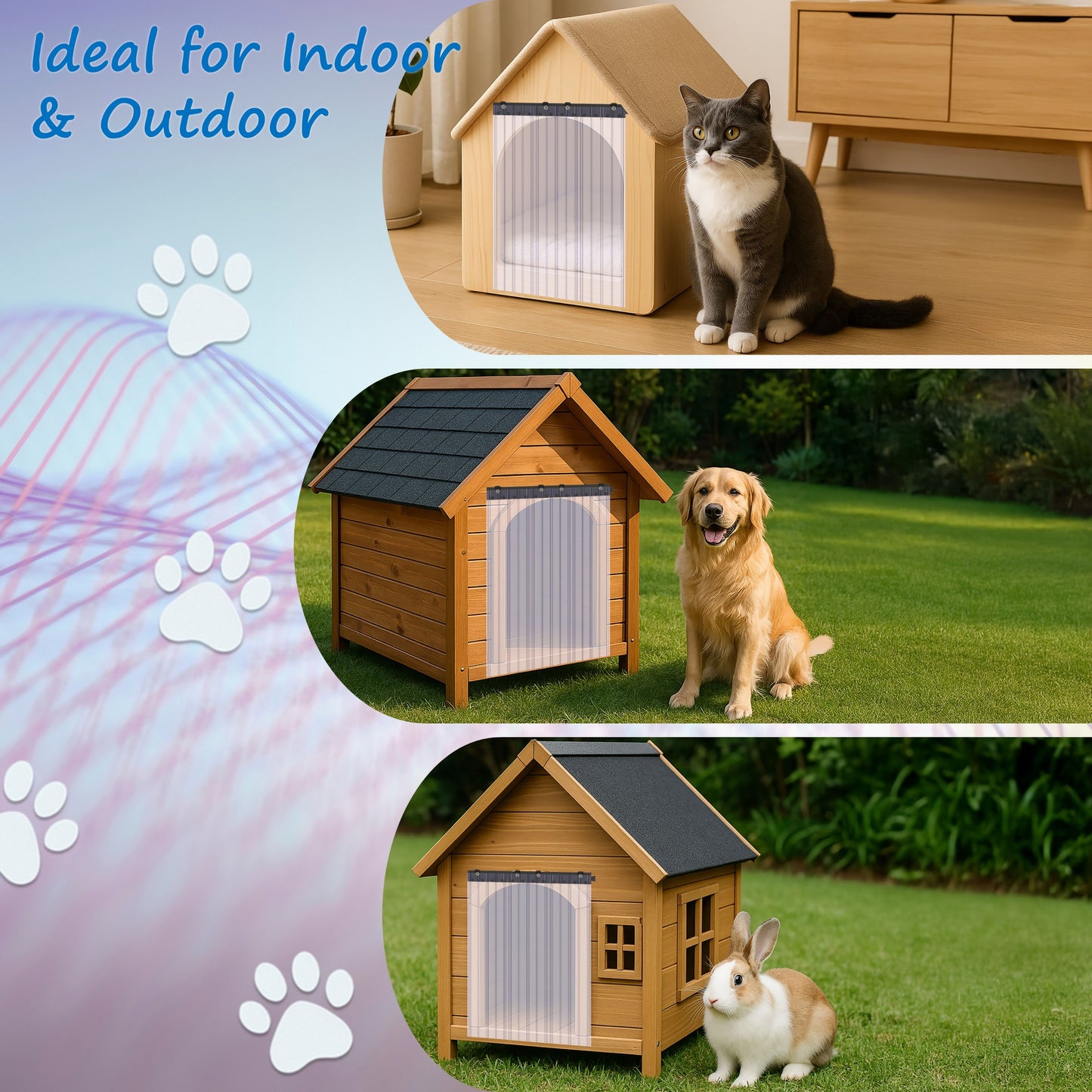 Strip curtain use for pet houses like cats, dogs, and rabbit, Ideal for Indoor & Outdoor