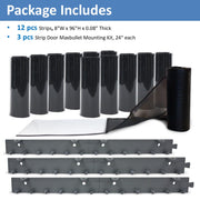 Packaging of strips and strip door mounting kit