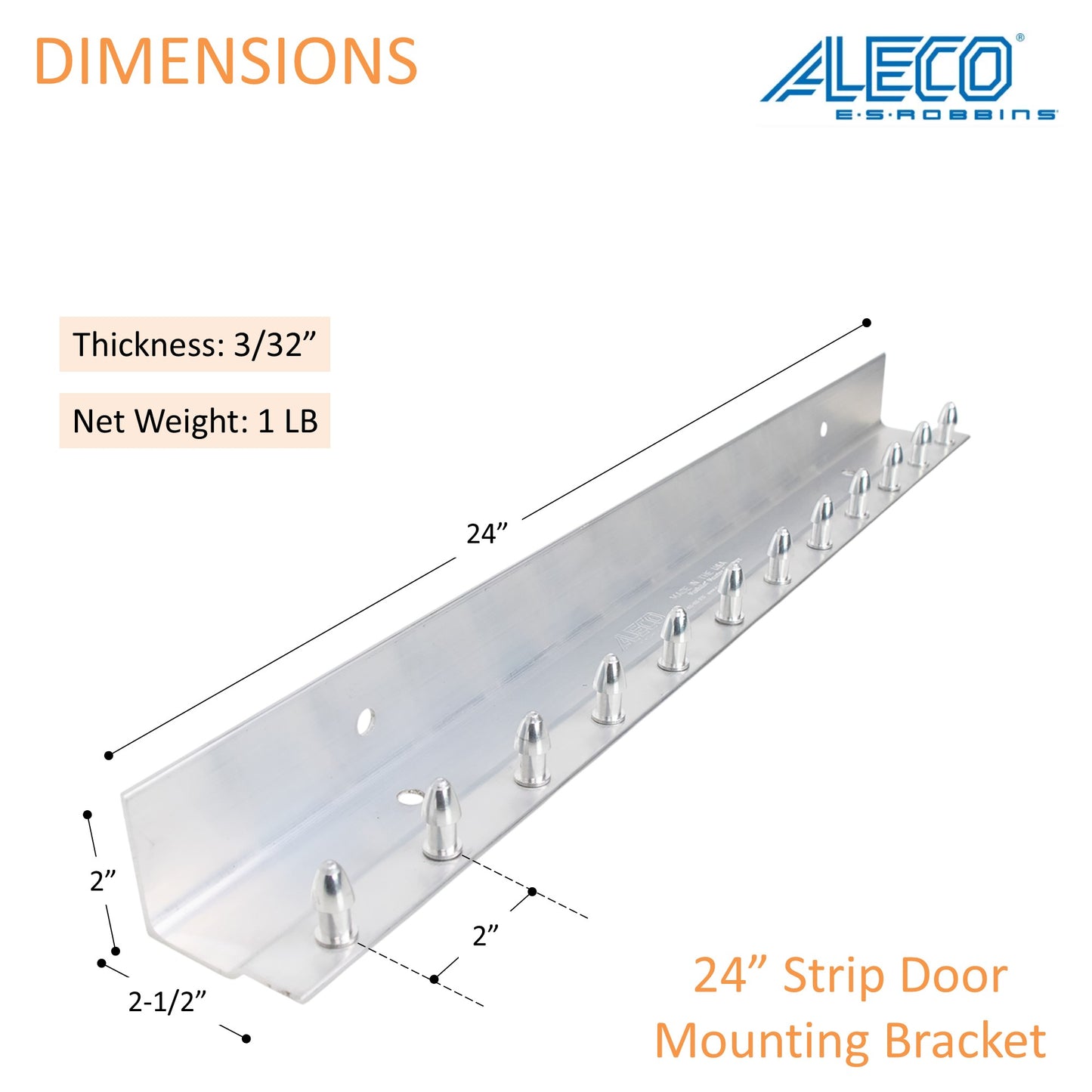 Boltless snap on strip door rail - rust resistant aluminum