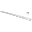 Metal wall-mounted hook strip with multiple hooks and screws 