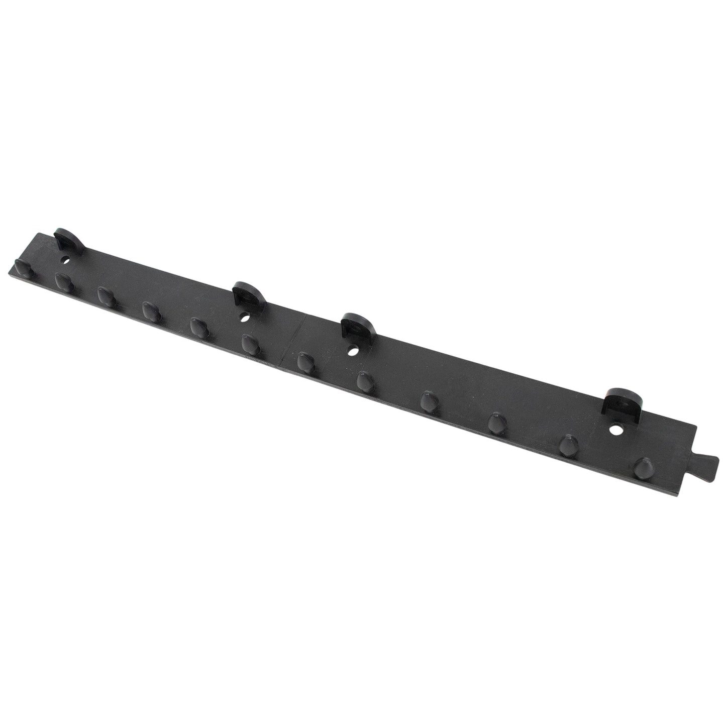 A black strip door mounting kit with multiple attachment points, designed for wall or ceiling mounting.