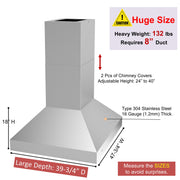 RH-IS-H BBQ Outdoor Range Hood with 2 Pcs of Chimney Covers & Type 304 Stainless Steel 