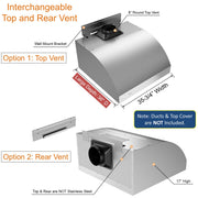 Interchangeable top and rear vent 