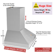 Huge size, heavy weight 96 lbs, requires 8" duct