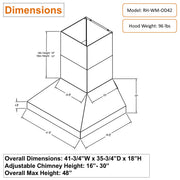 Overall max height 48" and adjustable chimney height 16" to 30"